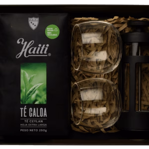 Set Tazas Vidrio + Té Ceylán + Cafetera Francesa Pack 3